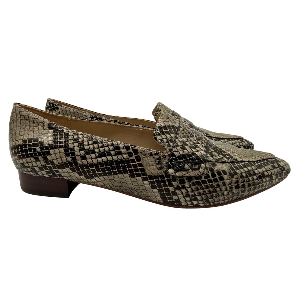 Marc Fisher Loafers Womens 5.5M Beige Snakeskin Embossed Pointed‎ Toe Flats